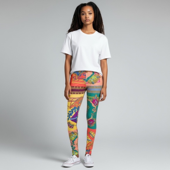 Versace Multicolor Baroque Print Leggings - Picture 2 of 4
